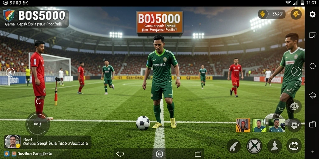 Tampilan gameplay BOS5000 dengan aksi seru dalam pertandingan sepak bola.