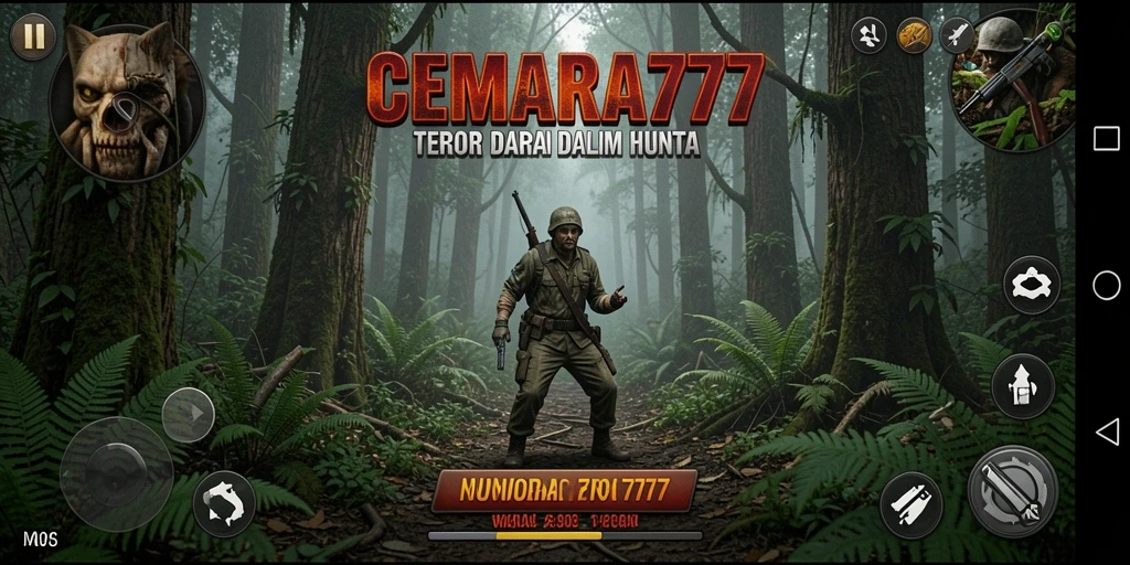 Tangkapan layar menunjukkan kegelapan hutan yang mencekam dalam CEMARA777.