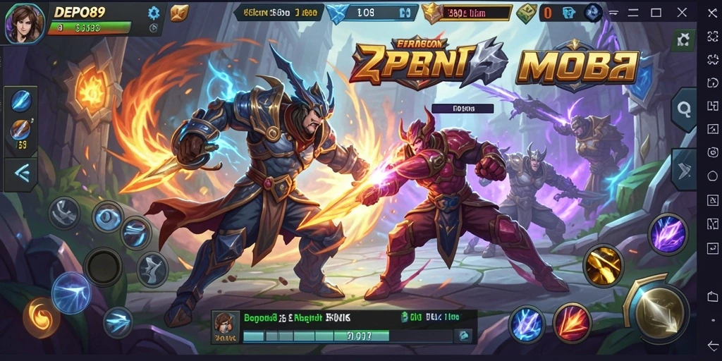 Tangkapan layar utama DEPO89 menampilkan aksi intens di arena MOBA.