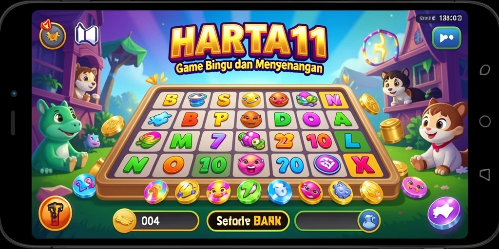 Screenshot HARTA11 menampilkan gameplay Bingo yang penuh warna dan seru.