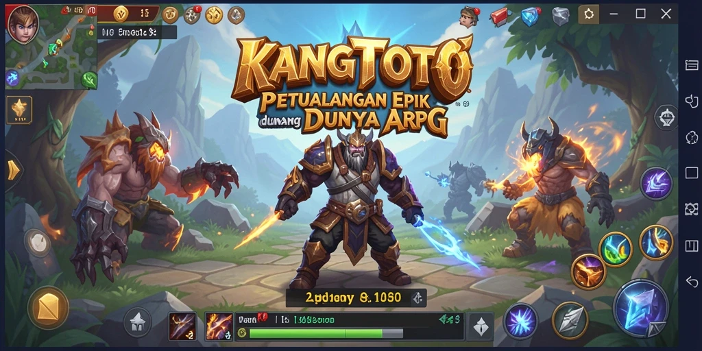 Screenshot gameplay KANGTOTO menampilkan pertarungan epik dalam dunia ARPG.