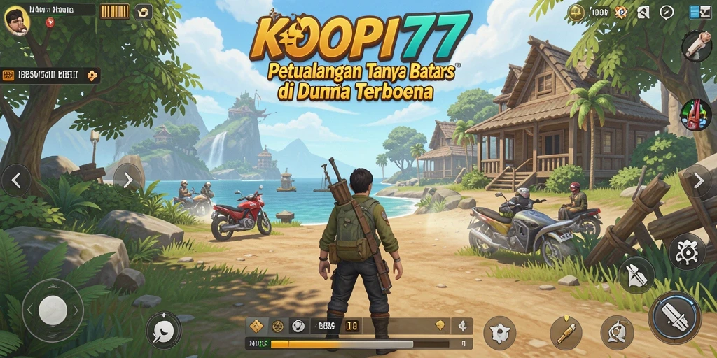 Screenshot gameplay KOPI77 menampilkan petualangan seru di dunia terbuka.