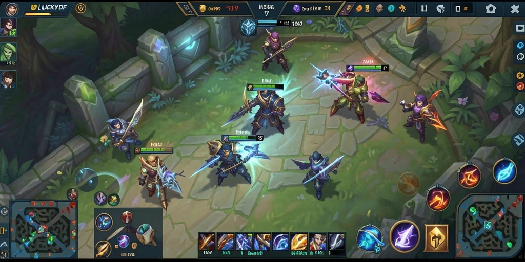 Tampilan gameplay seru dari LUCKYDF dalam aksi MOBA.