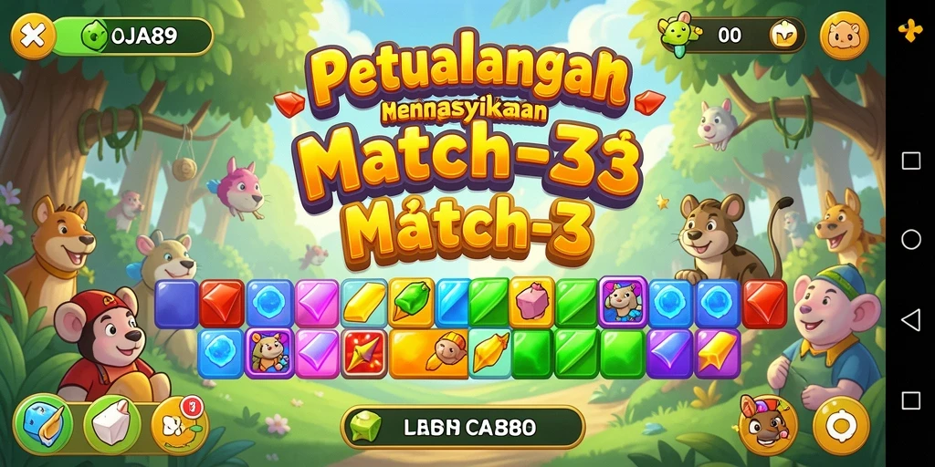 Screenshot gameplay OJA89 yang menunjukkan keseruan mencocokkan benda.