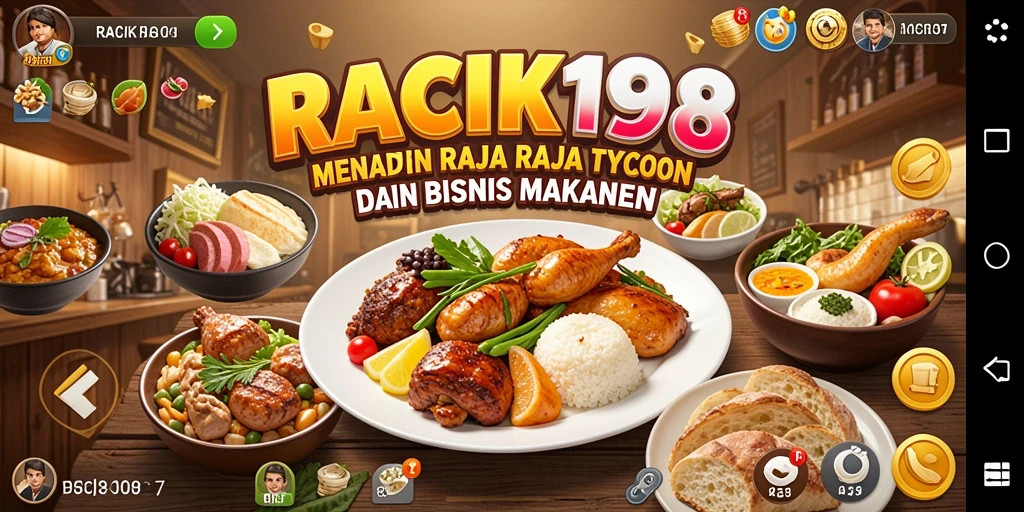 Tampilan gameplay RACIK198 yang menarik dengan aktivitas manajemen restoran.