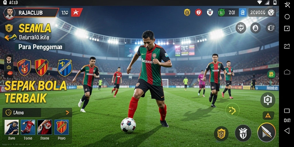 Gameplay menarik RAJACLUB dengan pengalaman sepak bola nyata.