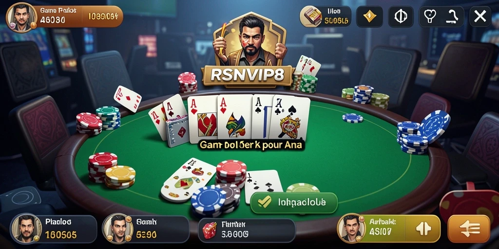 Tangkapan layar gameplay RSNVIP8 yang menampilkan suasana meja Poker yang menegangkan.