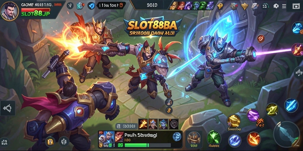 Tangkapan layar dari gameplay intens SLOT88JP dalam pertempuran tim.