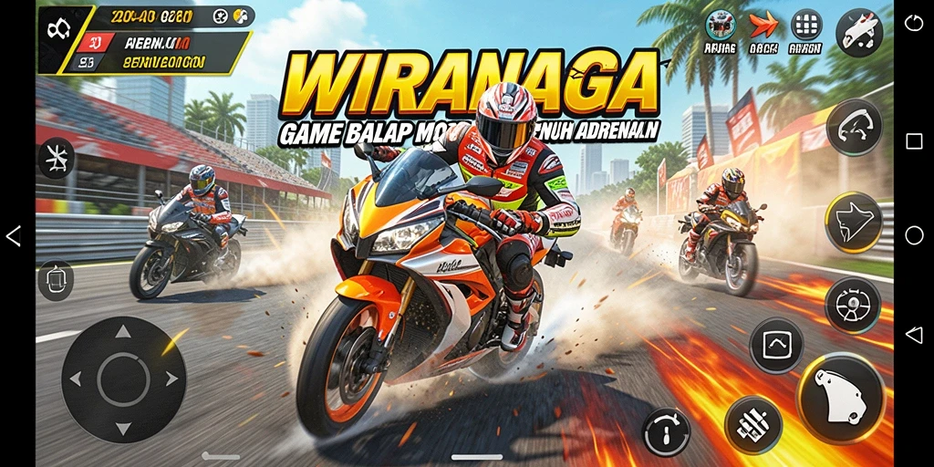 Tampilan gameplay WIRANAGA yang penuh aksi dan kecepatan.