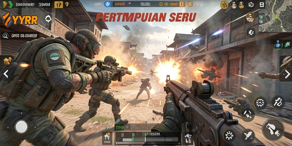 Screenshot dari gameplay YYRR yang menampilkan aksi seru dalam TPS.